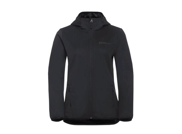 JW Windhain Hoody W Sort XS Jack Wolfskin Softshell hettejakke dame 