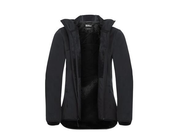 JW Windhain Hoody W Sort XS Jack Wolfskin Softshell hettejakke dame 