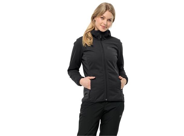 JW Windhain Hoody W Sort XS Jack Wolfskin Softshell hettejakke dame 