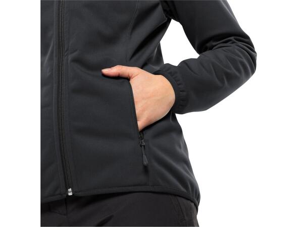 JW Windhain Hoody W Sort XS Jack Wolfskin Softshell hettejakke dame 