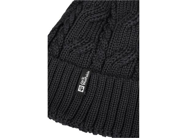 JW Pompom Beanie Sort OS Jack Wolfskin vindtett strikkelue 
