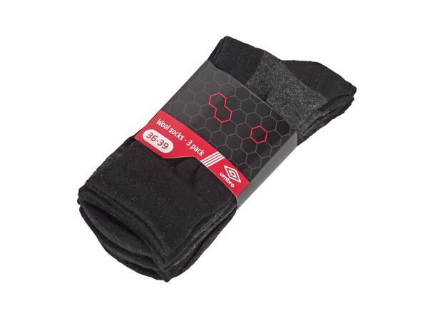 UMBRO Wool sock 3 pk Sort 36-39 3 pck Strømper i ull- kvalitet.